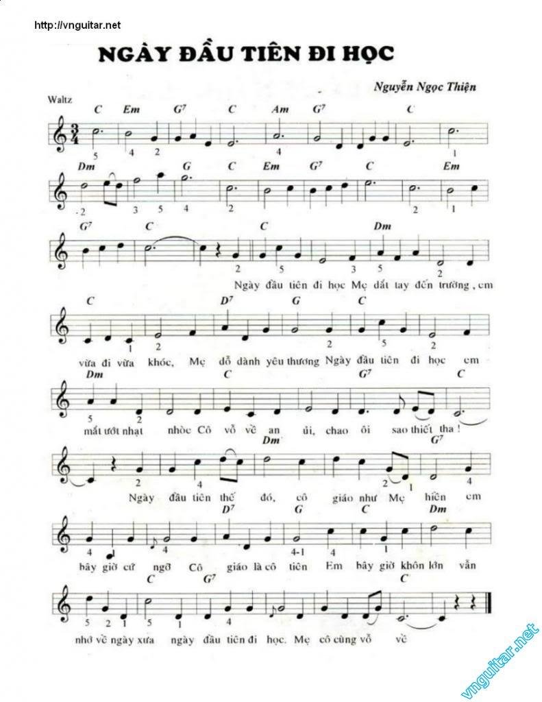 Sheet nhạc Ngày Đầu Tiên Đi Học